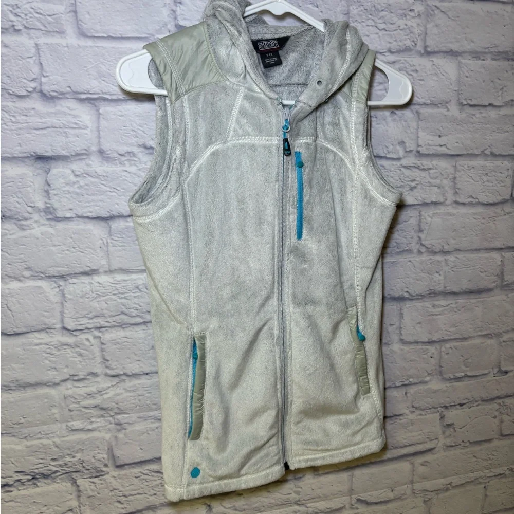 Outdoor Research Vest Womens Size SP Fleece Hooded Gray Blue Warm Winter